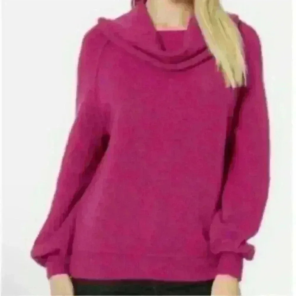 Free‎ People Echo Beach Fuchsia Wool Blend Cowl Neck Sweater Size Small
